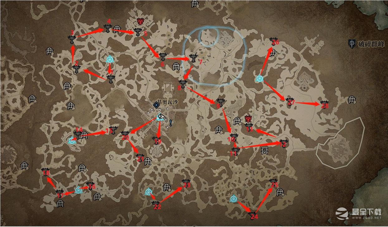 《暗黑破坏神4》全160个莉莉丝祭坛最优拾取路线图一览